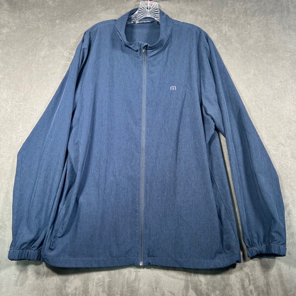 Travis Mathew Mens XL Blue Heathered Full Zip Lightweight Performance Jacket